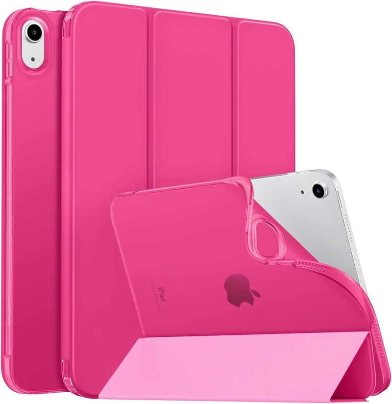 MoKo Case for New iPad (A16) 11th Generation 2025/ 10th Generation 2022, iPad 11 inch/ 10.9 inch Case with Soft TPU Translucent Frosted Back Cover, Auto Wake/Sleep, Support Touch ID, Bright Pink - Image 1